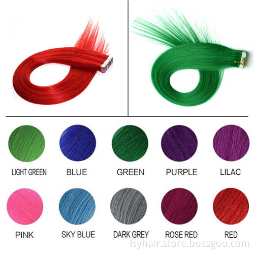 Lsy Customized Wholesale Remy Double Drawn Tape In Hair Extensions, Original Skin Weft Red Russian Human Hair Tape Extensions